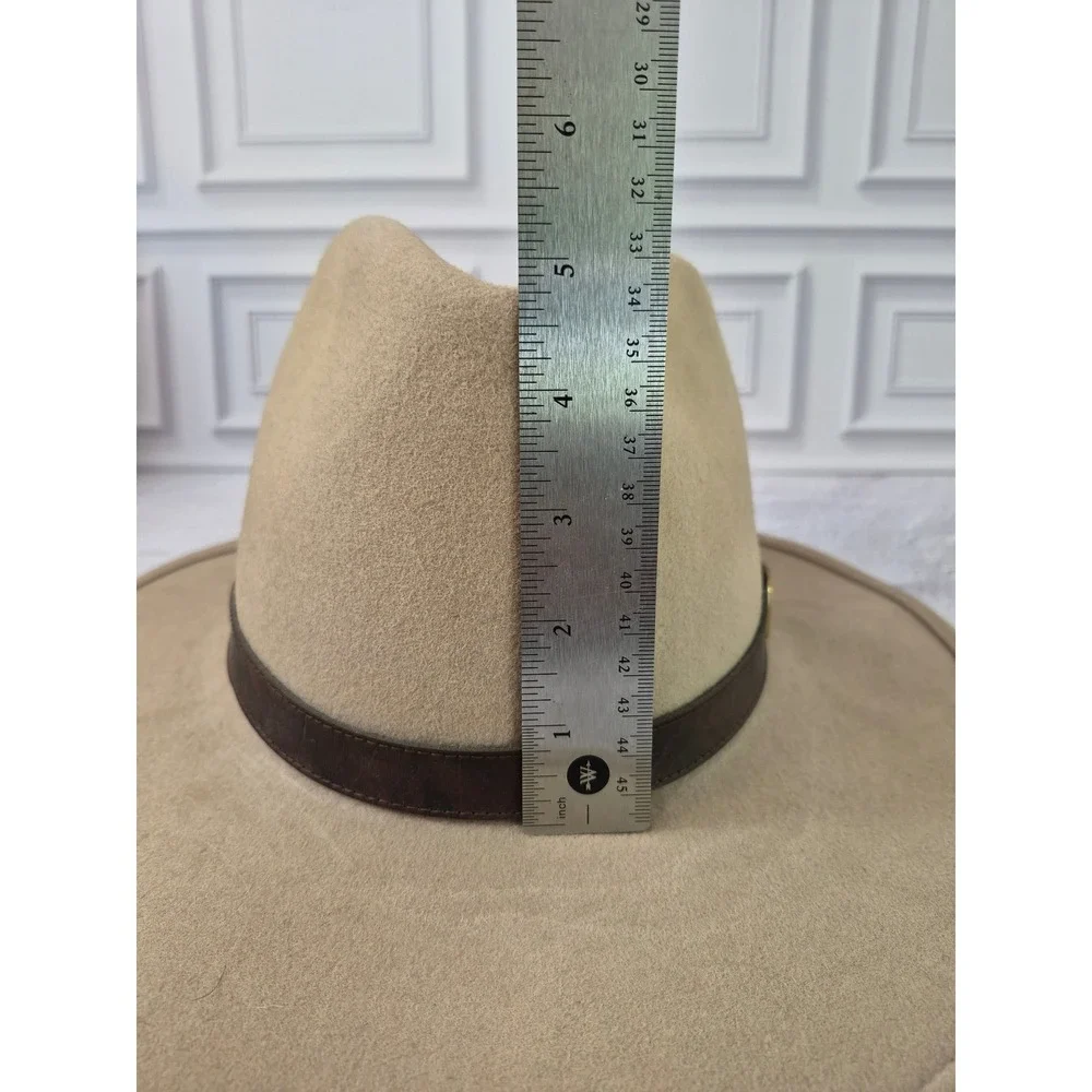 John Blair Mens 100% Wool Felt Fedora Hat Leather Band Feather Made in USA Large